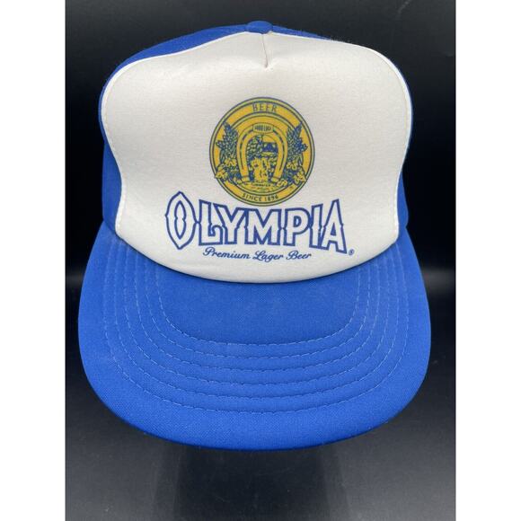 Vtg OLYMPIA Beer Hat 80’s Premium Lager SnapBack Trucker Cap Foam Cap - Picture 2 of 9